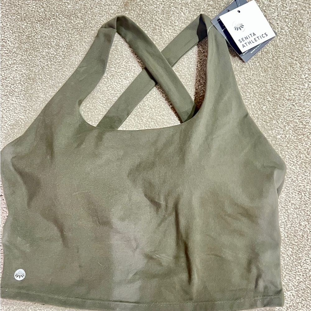 Senita Athletics Green Racerback Sports Bra NWT